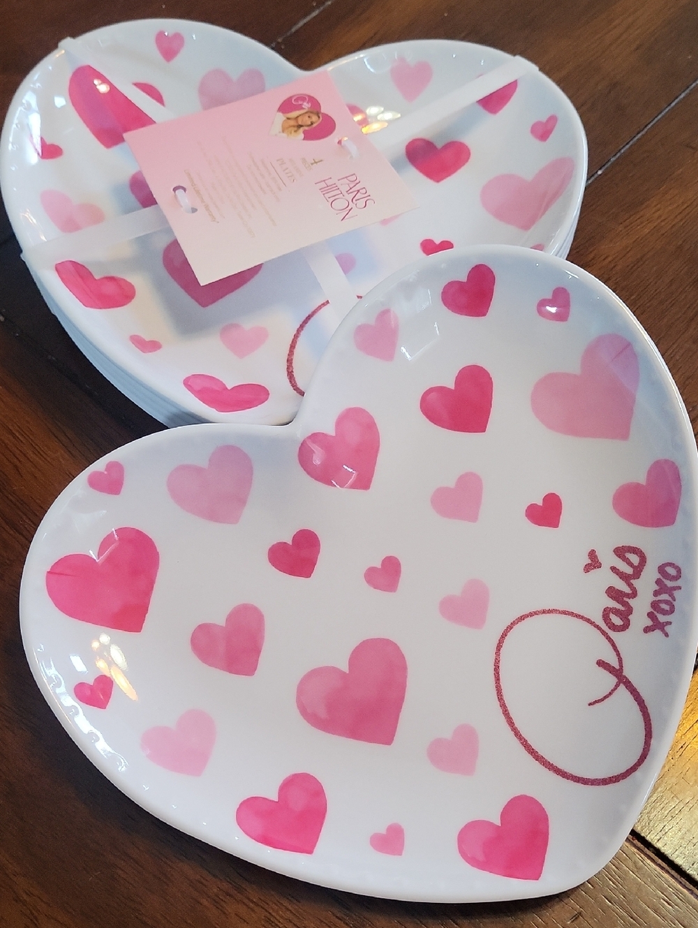 Paris Hilton Heart Plates with Pink Heart Motif
